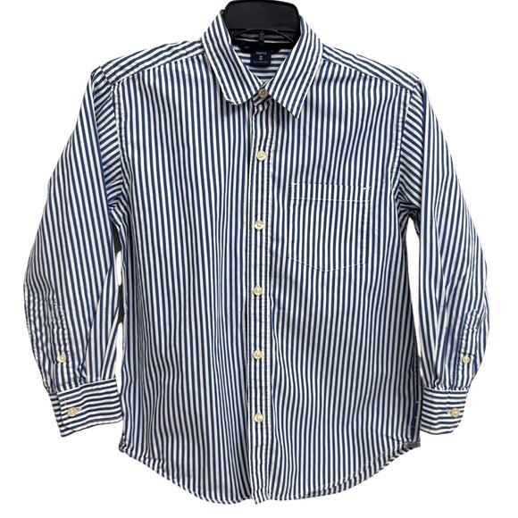 GAP Kids Blue White Stripe Button Down Shirt Size Youth Medium 8 - Picture 1 of 5